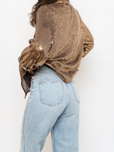 Load image into Gallery viewer, BANANA REPUBLIC x Gold Sequin Button-Up (L)