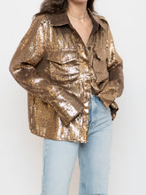 Load image into Gallery viewer, BANANA REPUBLIC x Gold Sequin Button-Up (L)