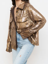 Load image into Gallery viewer, BANANA REPUBLIC x Gold Sequin Button-Up (L)