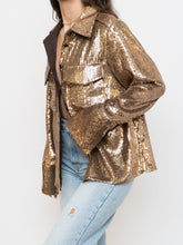 Load image into Gallery viewer, BANANA REPUBLIC x Gold Sequin Button-Up (L)