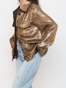 BANANA REPUBLIC x Gold Sequin Button-Up (L)