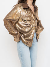 Load image into Gallery viewer, BANANA REPUBLIC x Gold Sequin Button-Up (L)