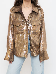 BANANA REPUBLIC x Gold Sequin Button-Up (L)