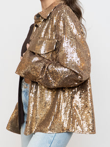 BANANA REPUBLIC x Gold Sequin Button-Up (L)