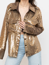 Load image into Gallery viewer, BANANA REPUBLIC x Gold Sequin Button-Up (L)