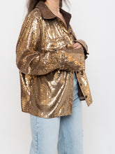Load image into Gallery viewer, BANANA REPUBLIC x Gold Sequin Button-Up (L)
