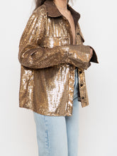 Load image into Gallery viewer, BANANA REPUBLIC x Gold Sequin Button-Up (L)