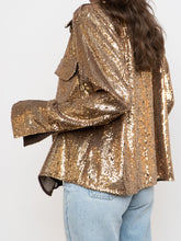 Load image into Gallery viewer, BANANA REPUBLIC x Gold Sequin Button-Up (L)