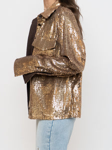 BANANA REPUBLIC x Gold Sequin Button-Up (L)