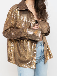 BANANA REPUBLIC x Gold Sequin Button-Up (L)