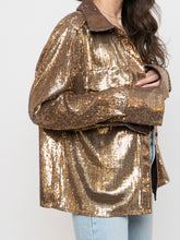 Load image into Gallery viewer, BANANA REPUBLIC x Gold Sequin Button-Up (L)