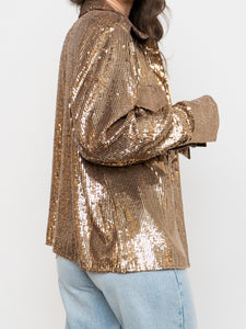 BANANA REPUBLIC x Gold Sequin Button-Up (L)