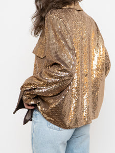BANANA REPUBLIC x Gold Sequin Button-Up (L)