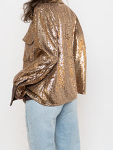 Load image into Gallery viewer, BANANA REPUBLIC x Gold Sequin Button-Up (L)