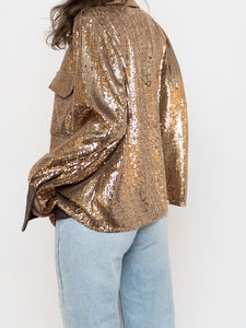BANANA REPUBLIC x Gold Sequin Button-Up (L)