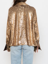 Load image into Gallery viewer, BANANA REPUBLIC x Gold Sequin Button-Up (L)