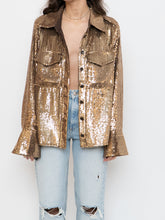 Load image into Gallery viewer, BANANA REPUBLIC x Gold Sequin Button-Up (L)