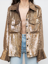 Load image into Gallery viewer, BANANA REPUBLIC x Gold Sequin Button-Up (L)
