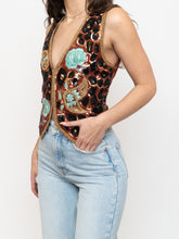 Load image into Gallery viewer, Vintage x Leopard Patterned Silk Beaded Vest (S, M)