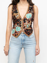 Load image into Gallery viewer, Vintage x Leopard Patterned Silk Beaded Vest (S, M)