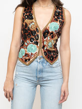 Load image into Gallery viewer, Vintage x Leopard Patterned Silk Beaded Vest (S, M)