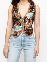Load image into Gallery viewer, Vintage x Leopard Patterned Silk Beaded Vest (S, M)