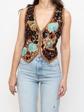 Load image into Gallery viewer, Vintage x Leopard Patterned Silk Beaded Vest (S, M)