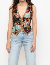 Load image into Gallery viewer, Vintage x Leopard Patterned Silk Beaded Vest (S, M)