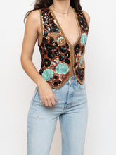 Load image into Gallery viewer, Vintage x Leopard Patterned Silk Beaded Vest (S, M)