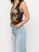 Load image into Gallery viewer, Vintage x Leopard Patterned Silk Beaded Vest (S, M)
