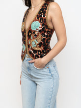 Load image into Gallery viewer, Vintage x Leopard Patterned Silk Beaded Vest (S, M)