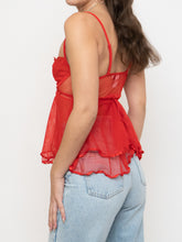 Load image into Gallery viewer, Vintage x Red Mesh Bra Top (XS, S B-C Cup)