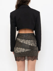 HAUTE HIPPIE x Silk Black Lace Beaded Mini Skirt (S, M)