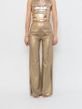 Load image into Gallery viewer, Lovers + Friends x Deadstock Gold Shimmer Wide-leg Pant (S, Tall)