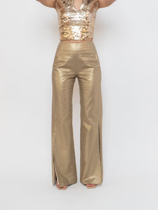 Lovers + Friends x Deadstock Gold Shimmer Wide-leg Pant (S, Tall)