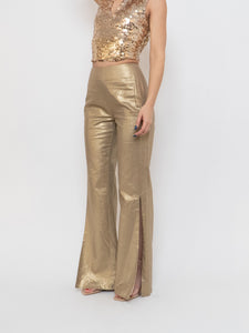 Lovers + Friends x Deadstock Gold Shimmer Wide-leg Pant (S, Tall)