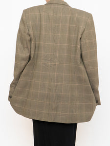 Vintage x Made in Canada x Green Plaid Wool-blend Blazer (XS-M)