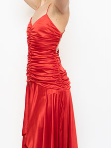 Vintage x Made in Mexico x Red Satin Scrunch Dress (XS-M)