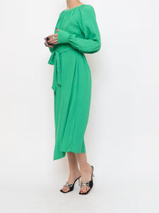 Modern x HM Green Long-Sleeve Belted Dress (XS-M)