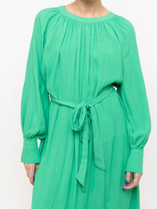 Modern x HM Green Long-Sleeve Belted Dress (XS-M)