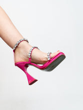 Load image into Gallery viewer, BETSEY JOHNSON x Hot Pink Rhinestone Strappy Heels (7)
