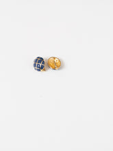 Load image into Gallery viewer, Vintage x Gold, Blue Cross Oval Clip-ons