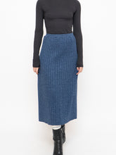 Load image into Gallery viewer, Vintage x Made in Canada x  Heathered Blue Knit Ribbed Midi Skirt (M, L)
