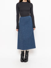 Load image into Gallery viewer, Vintage x Made in Canada x  Heathered Blue Knit Ribbed Midi Skirt (M, L)