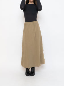 Vintage x Made in Canada x Tan Flowy Cotton Stretch Skirt (XS, S)