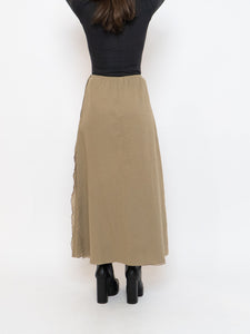 Vintage x Made in Canada x Tan Flowy Cotton Stretch Skirt (XS, S)