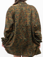 Load image into Gallery viewer, Vintage x Gold, Navy Patterned Raw Silk Buttonup (XS-XL)