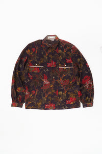 Vintage x Made in Hong Kong x Brown, Red Floral PJ Style Buttonup (XS-M)