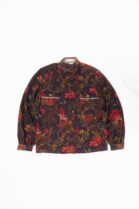 Vintage x Made in Hong Kong x Brown, Red Floral PJ Style Buttonup (XS-M)