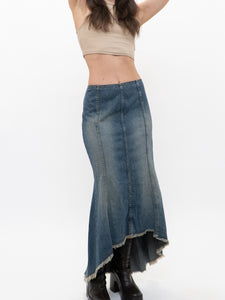 Vintage x Made in USA x Frayed Denim Maxi Skirt (M, L)
